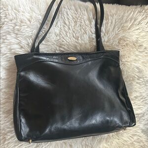 Vintage  handmade Black genuine Leather Tote Bag